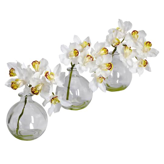 8" Cymbidium Arrangement in Vase, 3ct.